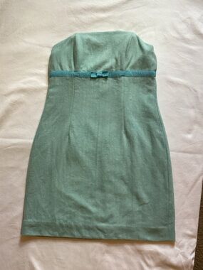 Lilly Pulitzer Mint Green Wool Blend Strapless Mini Dress Size 4